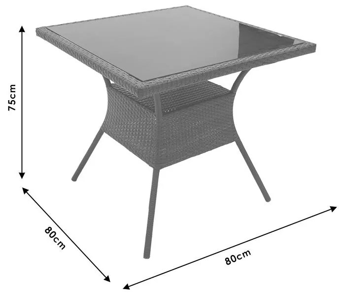 Τραπέζι Laura μέταλλο-pe rattan φυσικό 80x80x75εκ 80x80x75 εκ.