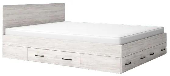 Κρεβάτι Διπλό Doris με συρτάρια 164x65x205cm &amp; στρώμα 160x200x22cm Oak Blanco - GRA107