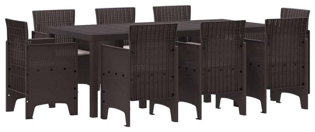 vidaXL Σετ Τραπεζαρίας Κήπου 9 pcs Καφέ Πλαστικό