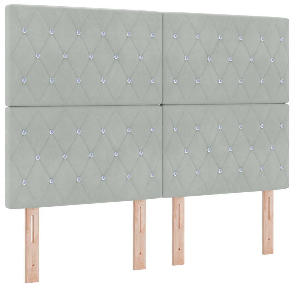 vidaXL Κρεβάτι Box Spring με Στρώμα & LED Γκρι 140x190 εκ. Βελούδο