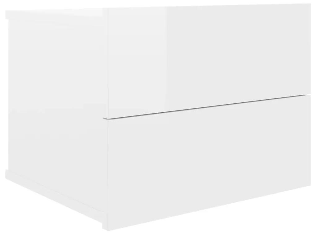 Κομοδίνο Γυαλιστερό Λευκό 40 x 30 x 30 εκ. από Μοριοσανίδα - Λευκό