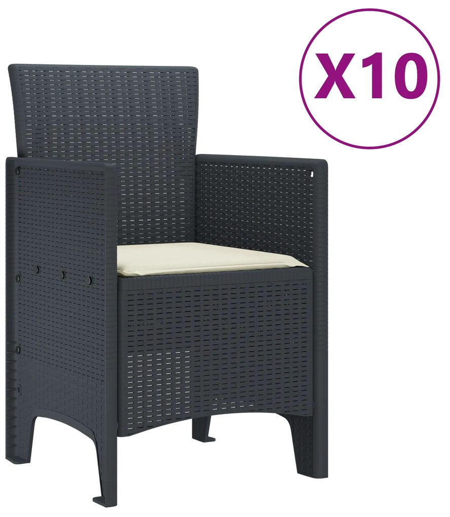 vidaXL Σέτ φαγητού για κήπο 11 pcs Ανθρακί και Κρέμα Μεγάλο