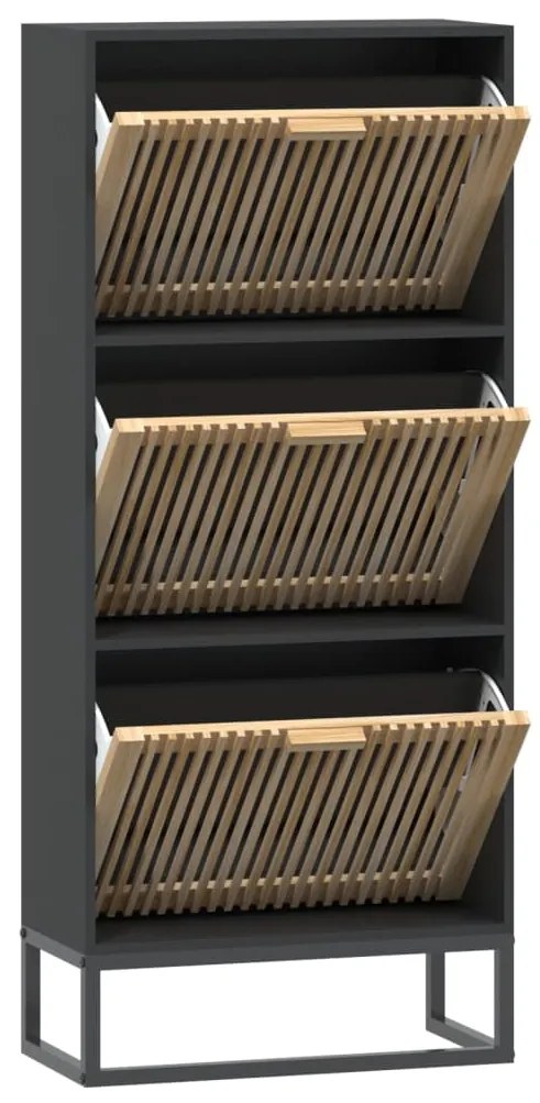 vidaXL Παπουτσοθήκη Μαύρη 52 x 25 x 120 εκ. από Επεξεργασμένο Ξύλο