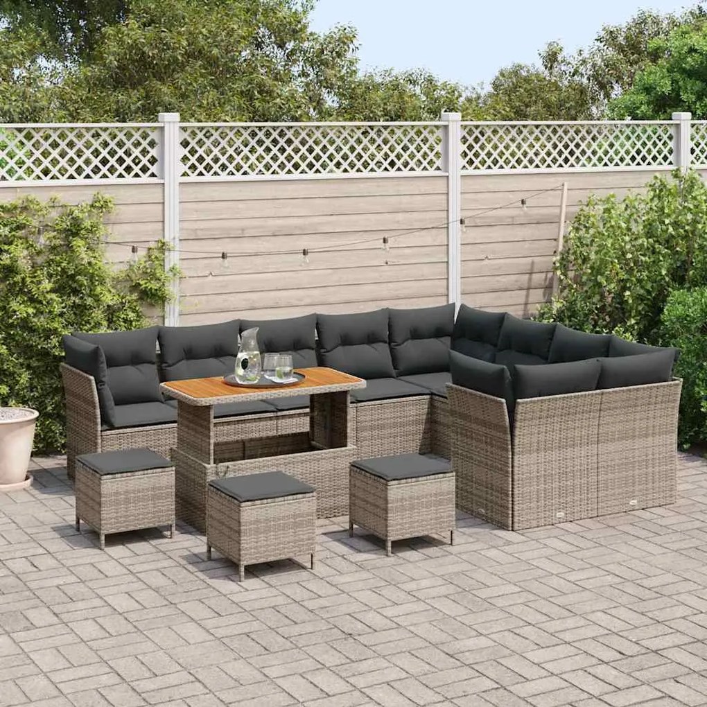 vidaXL Σετ Καναπέ Κήπου 13 pcs Γκρι συνθετικό ρατάν