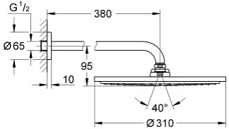 Κεφαλή ντουζ με βραχίονα Grohe Rainshower Essence New-Anthraki Mat