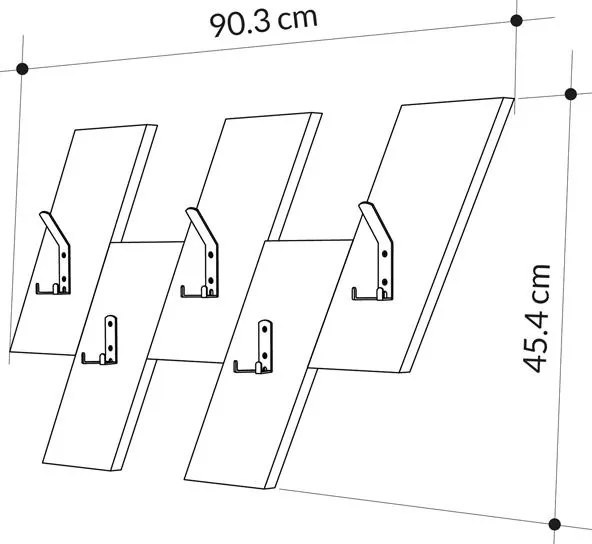 Κρεμάστρα τοίχου Livy oak-γκρι μελαμίνης 75.2x1.8x45.3εκ 75.2x1.8x45.3 εκ.