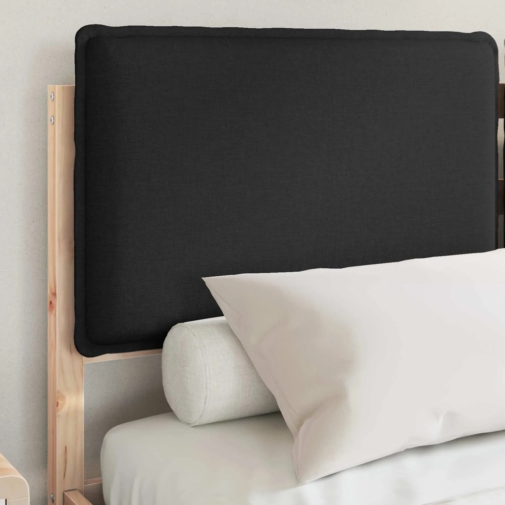 vidaXL Σκελετός Κρεβατιού με Επενδεδυμένο Κεφαλάρι Μαύρο 160 x 200 cm