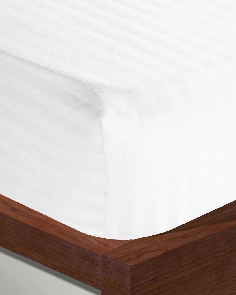 Σεντόνι με λάστιχο Redon με σατινόριγο σχέδιο Ημίδιπλη (120x200 35cm) Άσπρο
