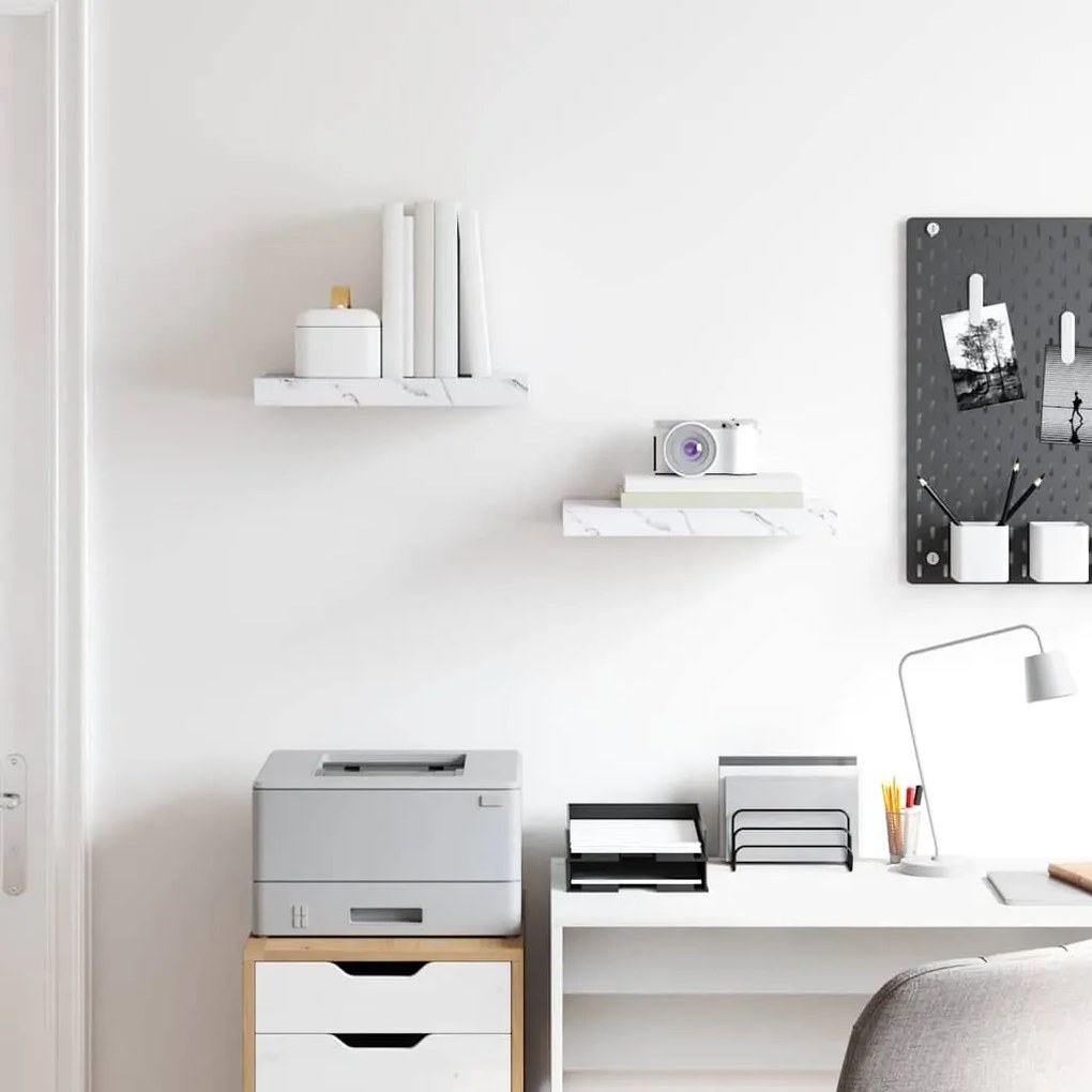 vidaXL Ράφι Τοίχου Επιτοίχιο 2 pcs Λευκό Μάρμαρο 40 x 23,5 x 4 εκ