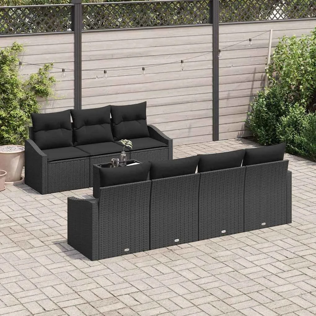 vidaXL Σετ Καναπέ Κήπου με μαξιλάρι 8 pcs Μαύρο 55 x 55 x 37 εκ