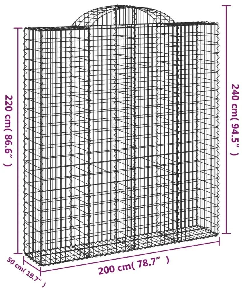 vidaXL Συρματοκιβώτια Τοξωτά 10 τεμ. 200x50x220/240 εκ. Γαλβαν. Ατσάλι