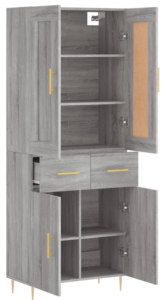 vidaXL Ντουλάπι Γκρι Sonoma 69,5 x 34 x 180 εκ. Επεξεργασμένο Ξύλο