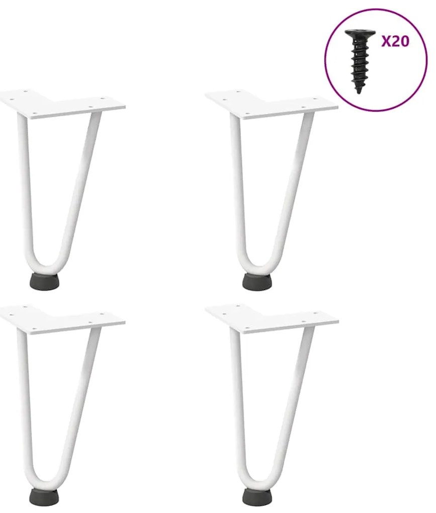vidaXL Πόδια Φουρκέτας για Τραπεζάκι Σαλονιού 4 τεμ. Λευκά 20 εκ. από Μασίφ Ατσάλι