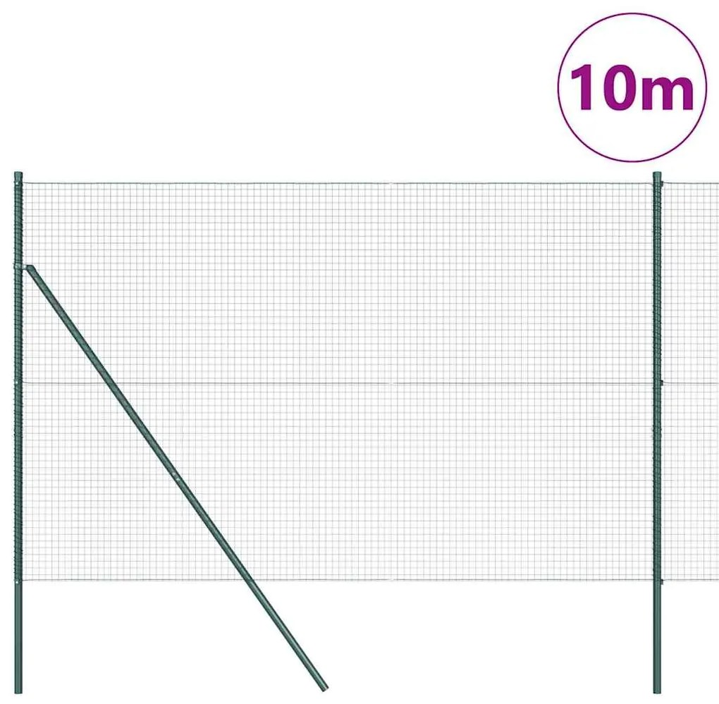 vidaXL Φράχτης με Στήλες. Πράσινο 1.6 x 10 m Ατσάλι