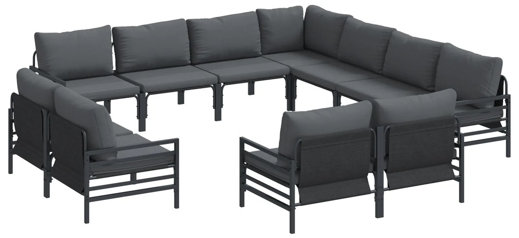 vidaXL Σετ Καναπέ Κήπου 11 pcs Ανθρακί Ατσάλι
