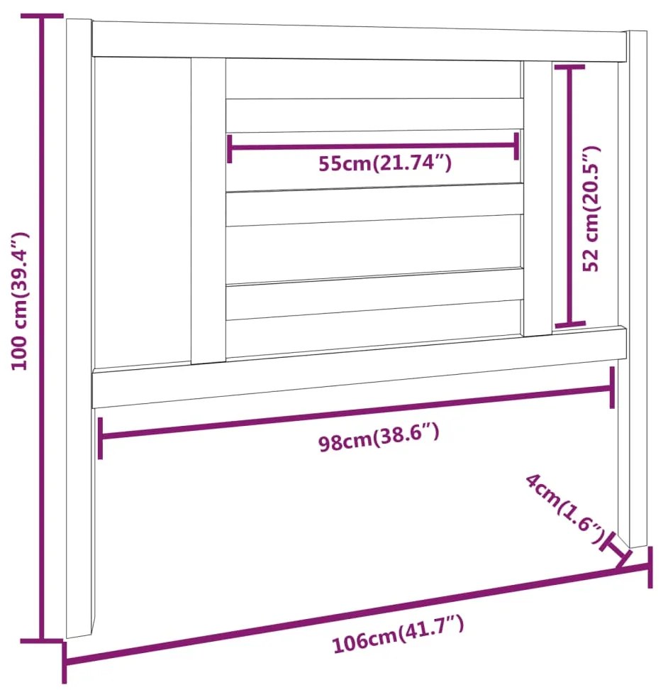 vidaXL Κεφαλάρι Κρεβατιού 106 x 4 x 100 εκ. από Μασίφ Ξύλο Πεύκου