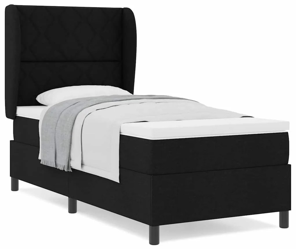 vidaXL Κρεβάτι με ελατήρια με στρώμα Μαύρο 100 x 200 cm ύφασμα