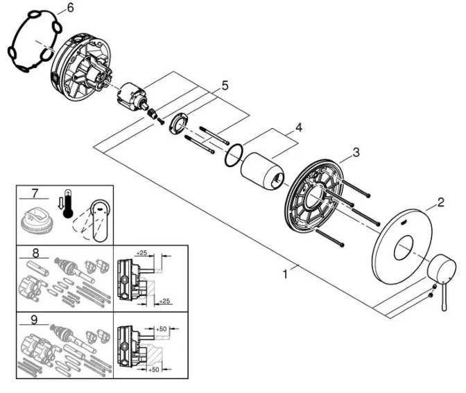 Εξωτερικά μέρη μπαταρίας ντουζιέρας Grohe Essence New-Ashmi Mat-17,3 x 15,8