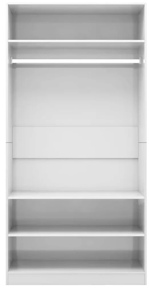Ντουλάπα Γυαλιστερό Λευκό 100 x 50 x 200 εκ. από Μοριοσανίδα - Λευκό