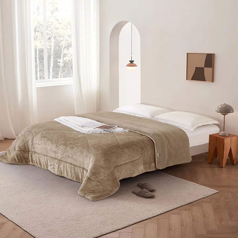 Κουβερτοπάπλωμα Μοντάνα Beige Viopros Queen Size 220x240cm Silicon Fiber