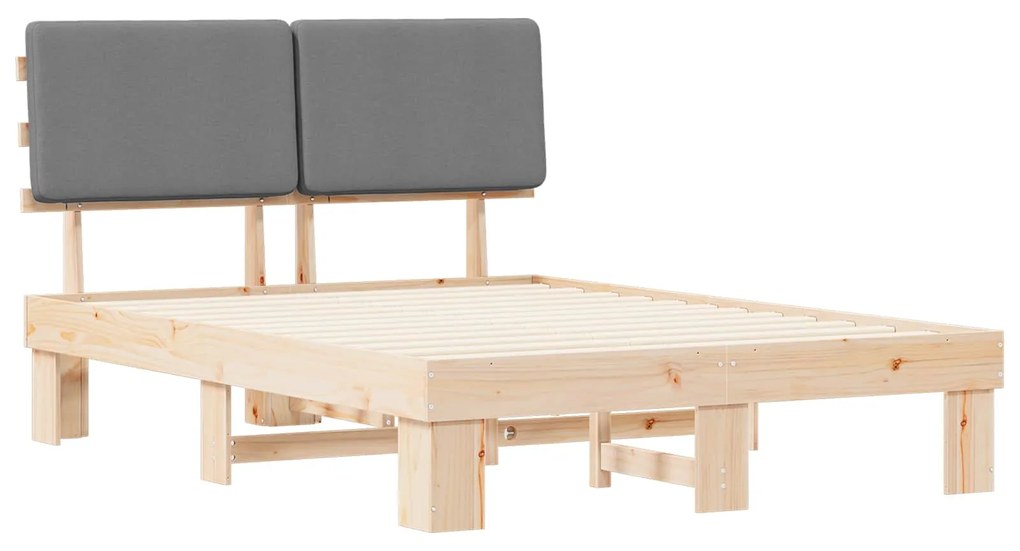 vidaXL Σκελετός Κρεβατιού με Επενδεδυμένο Κεφαλάρι Ανοιχτό γκρι