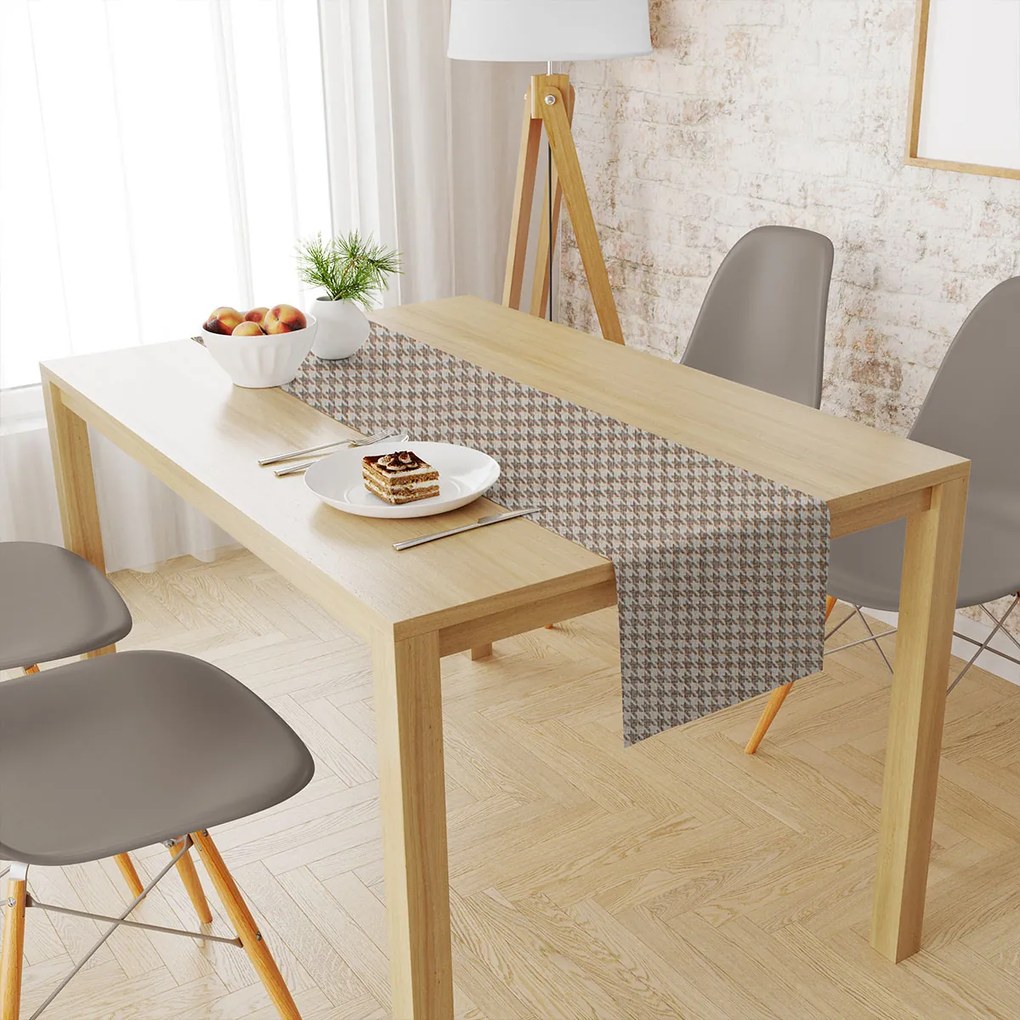 Αλέκιαστη Τραβέρσα (40x180) Dimcol Houndstooth 473 Beige