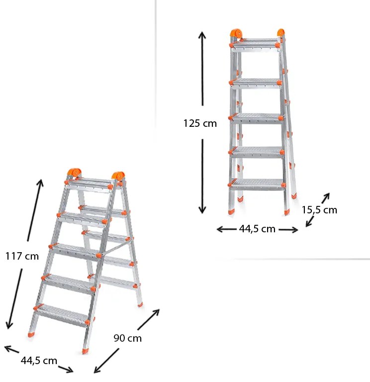 Σκάλα Double Step Perilla μεταλλική 5+5 σκαλοπάτια 117εκ.