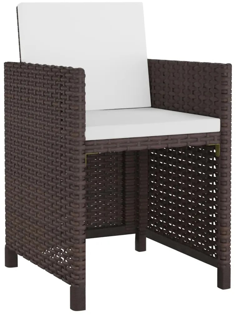 vidaXL Σετ Τραπεζαρίας Εξ. Χώρου 13 τεμ. Καφέ Συνθ. Ρατάν με Μαξιλάρια