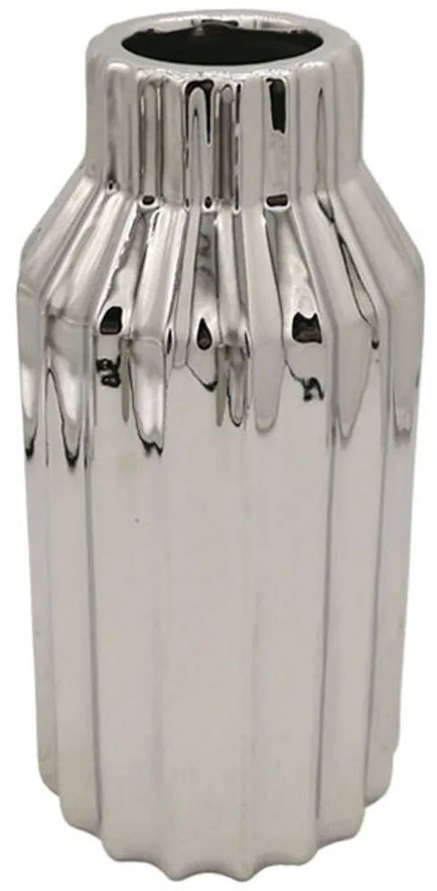 Βάζο Γραμμές 15-00-23724 13,5x27,5cm Silver Marhome Ceramic