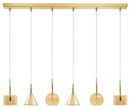 Κρεμαστό Φωτιστικό Ράγα 6xG9 Γυαλί Luma Lighting-114-01047-13BR-amber-Κεχριμπάρι 114-01047-13BR-amber