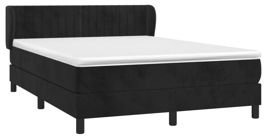 vidaXL Κρεβάτι Boxspring με Στρώμα Μαύρο 140x190 εκ. Βελούδινο