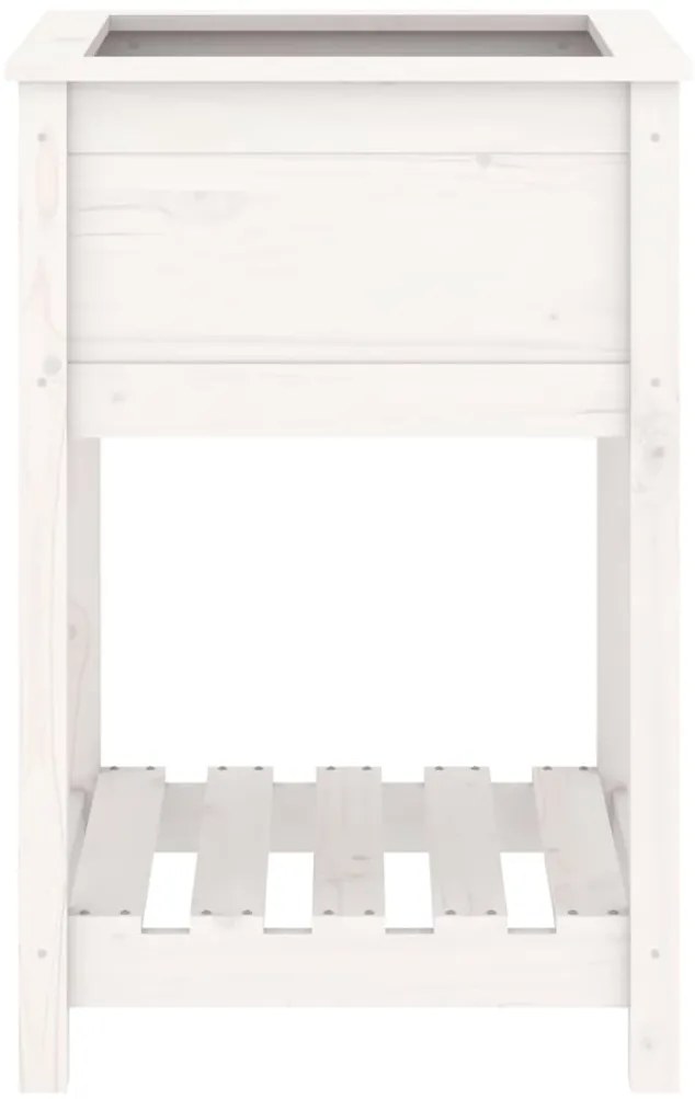vidaXL Ζαρντινιέρα με Ράφι Λευκή 54 x 54 x 81 εκ. Μασίφ Ξύλο Πεύκου