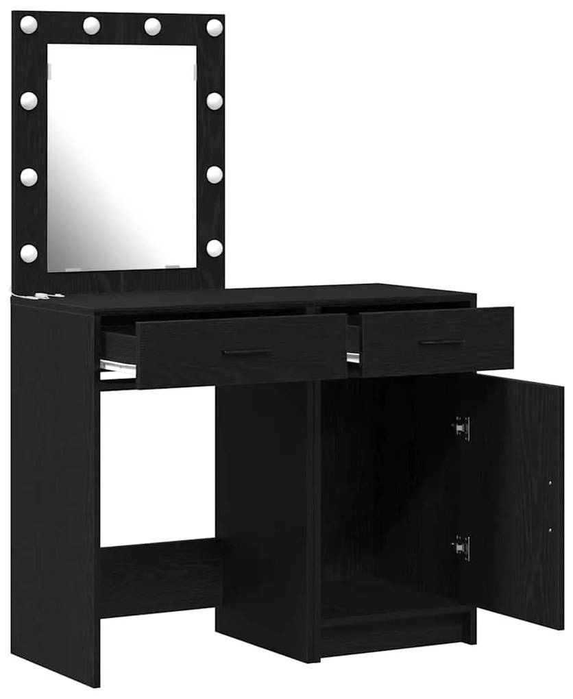 vidaXL Τραπέζι περιποίησης με συρτάρι 2 pcs Μαύρο 50 x 41 x 135 εκ