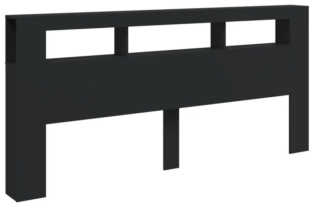 vidaXL Κεφαλάρι Κρεβατιού με LED Μαύρο 220x18,5x103,5 εκ Επεξεργ. Ξύλο