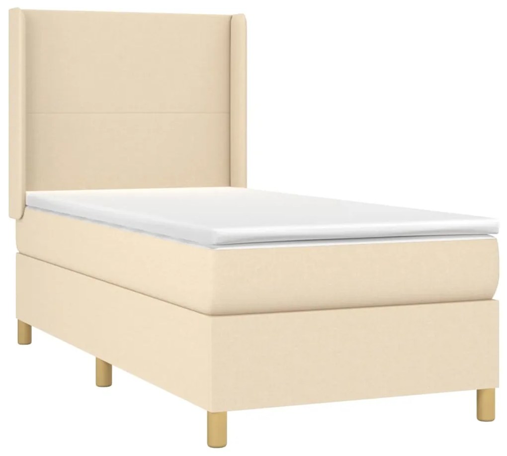 Κρεβάτι Boxspring με Στρώμα Κρεμ 100 x 200 εκ. Υφασμάτινο - Κρεμ