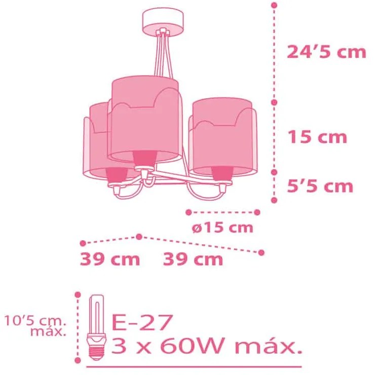 Little Elephant Pink κρεμαστό τρίφωτο οροφής (61337S) (Κατόπιν παραγγελίας 30 ημέρες) - 61337S
