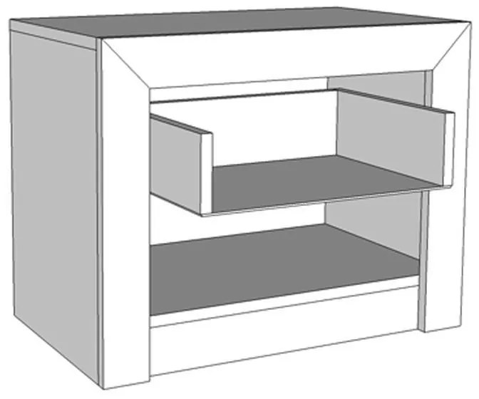 Κομοδίνο Astor NO1F Γκρί Δρύς - Λευκή Λάκα 53x35x46 εκ. 53x35x46 εκ.