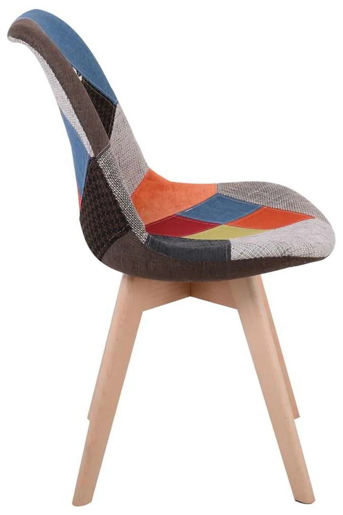 Καρέκλα MARTIN PP, Ύφασμα Patchwork (Ξύλινο πόδι) 49x57x82cm (Σετ 4 ΤΕΜ)
