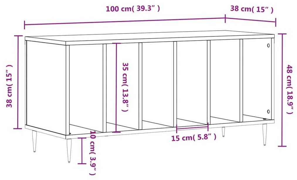 Έπιπλο Δίσκων Λευκό 100 x 38 x 48 εκ. από Επεξεργασμένο Ξύλο - Λευκό