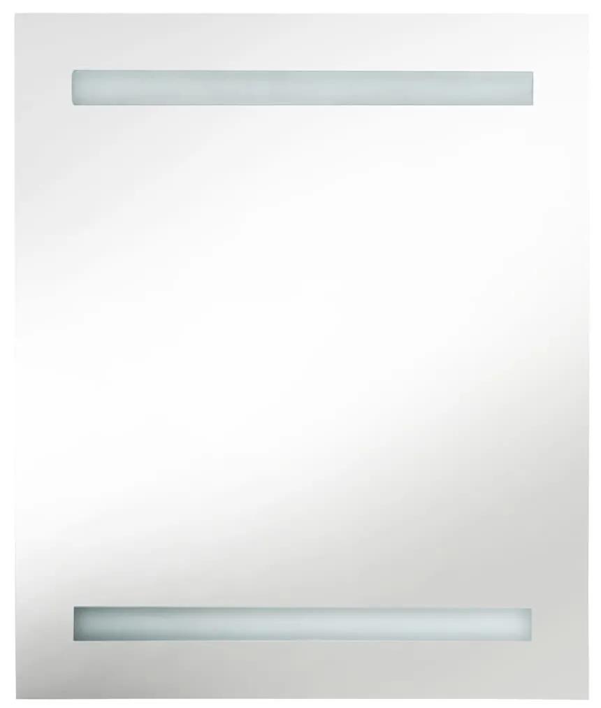 Καθρέφτης Μπάνιου με Ντουλάπι &amp; LED Λευκό και Δρυς 50x14x60 εκ. - Λευκό