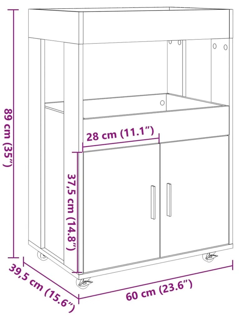 ΤΡΟΛΕΪ ΜΠΑΡ ΜΑΥΡΟ 60X39,5X89 ΕΚ. ΕΠΕΞ. ΞΥΛΟ 848270