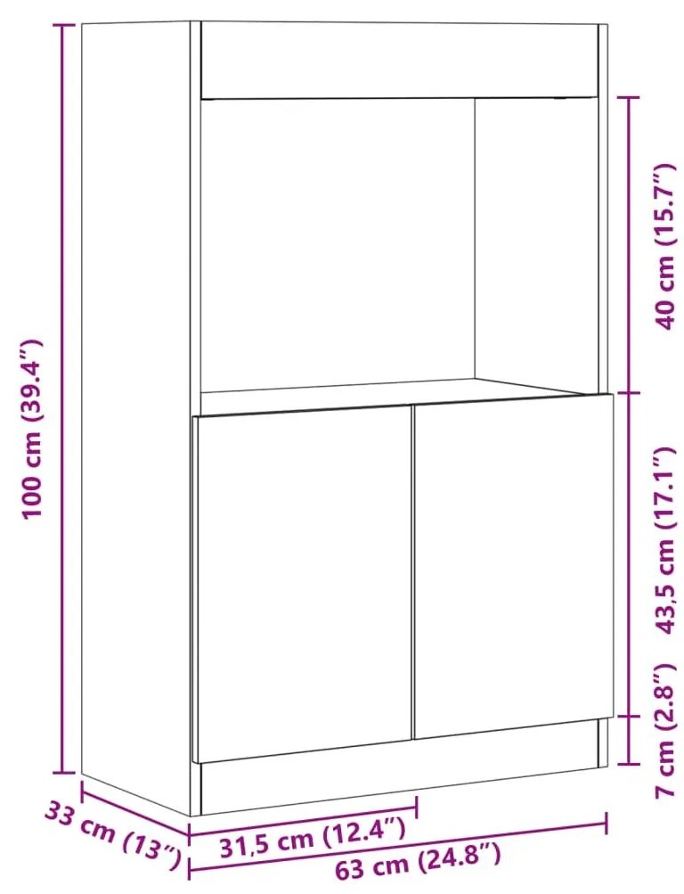 Ντουλάπι Sonoma Δρυς 63x33x100 εκ. από Επεξεργασμένο Ξύλο - Καφέ