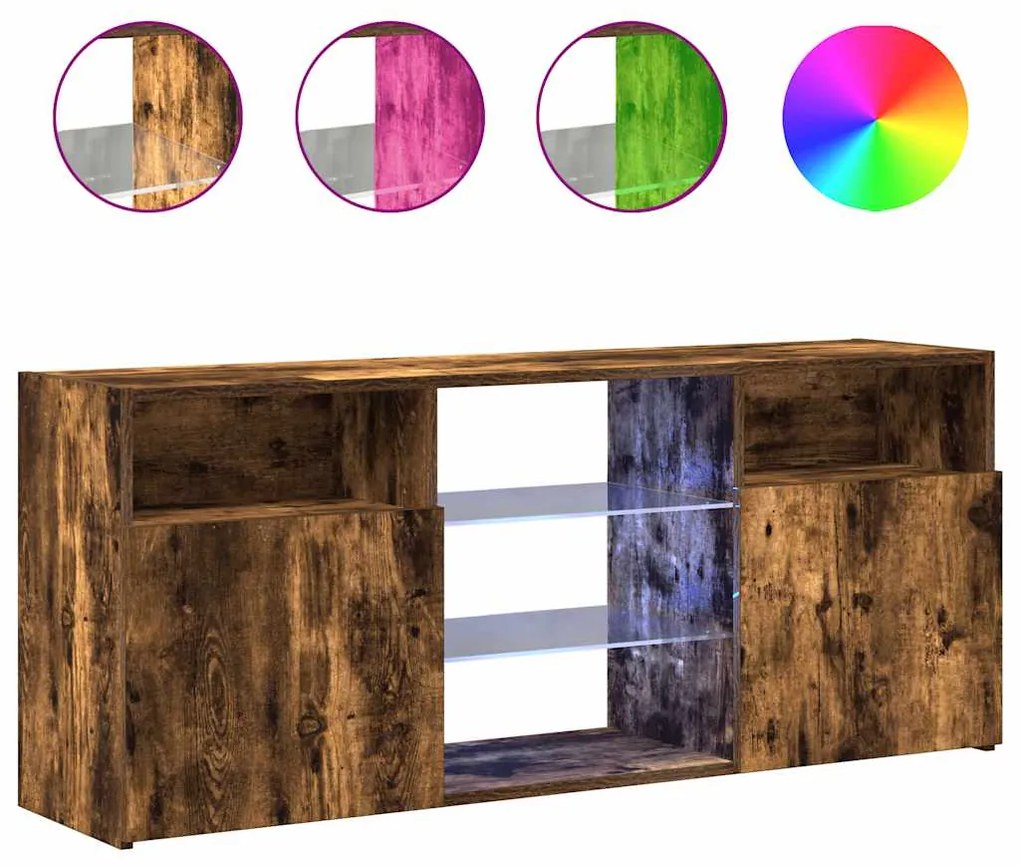 vidaXL Έπιπλο Τηλεόρασης με LED Καπνιστή Δρυς 120 x 30 x 50 εκ.