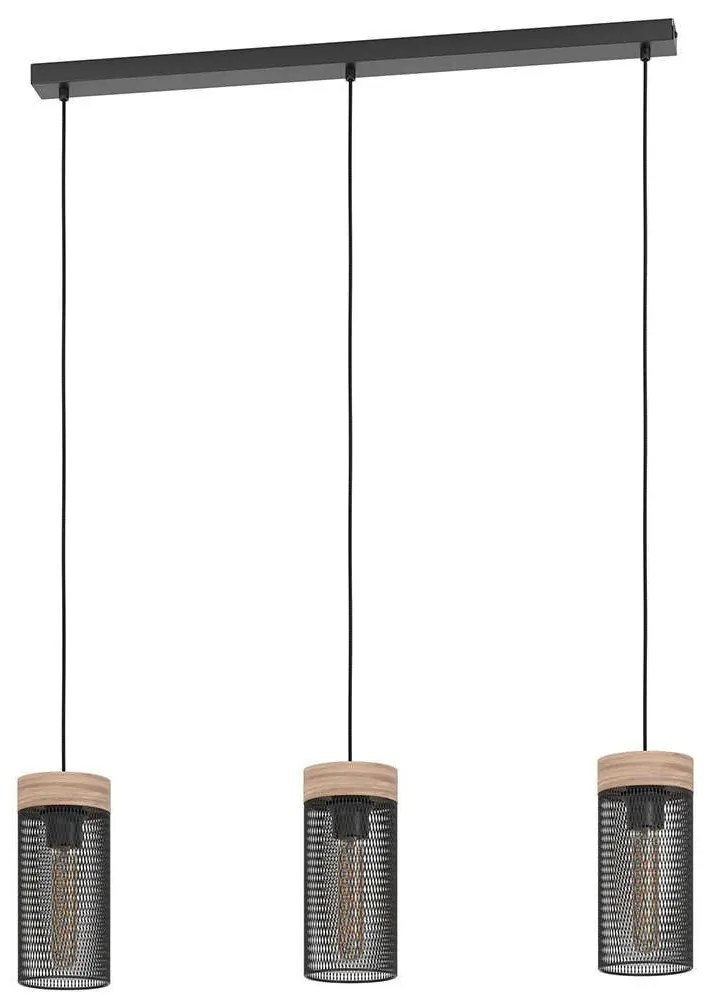 Φωτιστικό Οροφής - Ράγα Kilnsdale 43834 81x11x110cm 3xΕ27 40W Black-Brown Eglo Steel,Wood