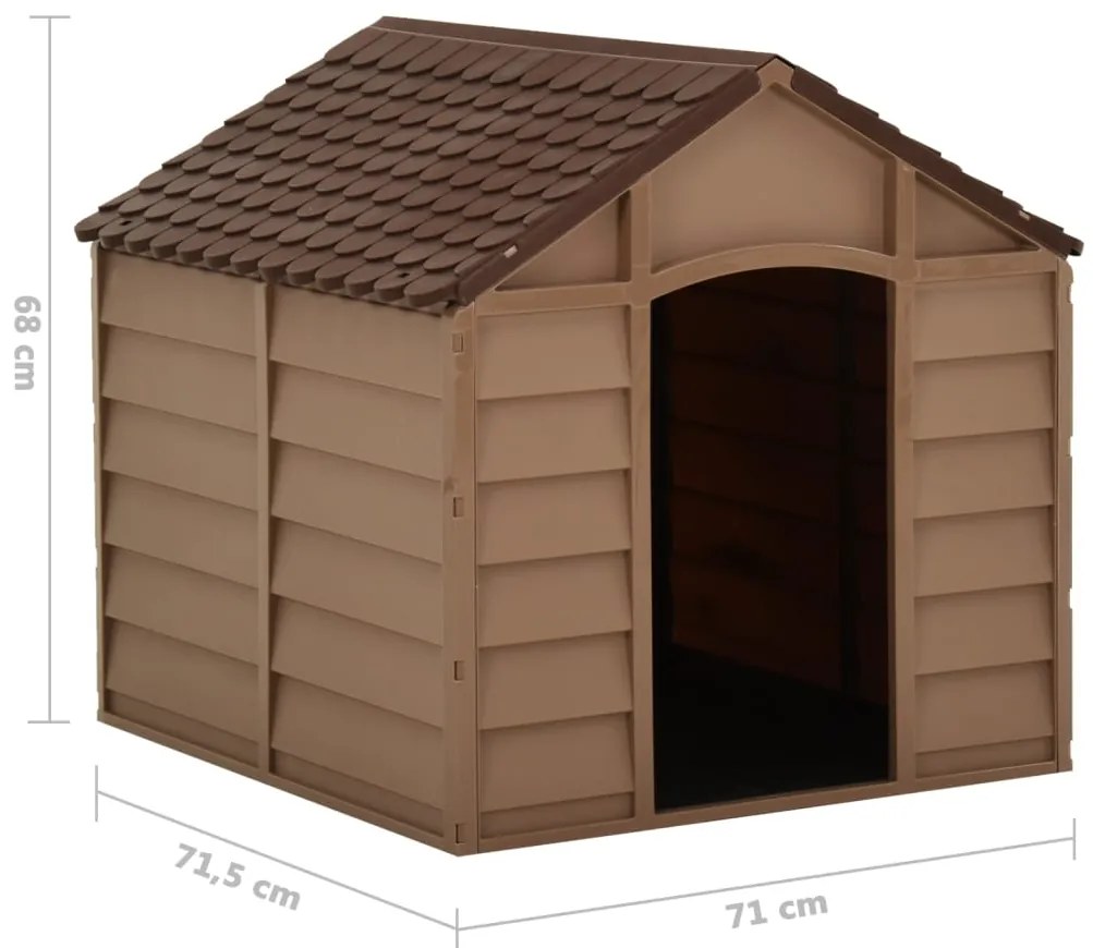 vidaXL Σπιτάκι Σκύλου Καφέ 71 x 71,5 x 68 εκ. από Πολυπροπυλένιο