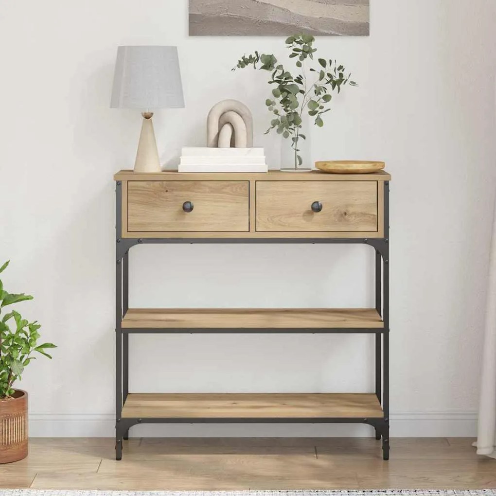 vidaXL Τραπέζι Κονσόλας με συρτάρι artisan δρυς 72.5 x 25 x 75 εκ