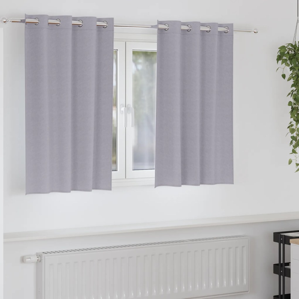 vidaXL Κουρτίνες 2 pcs Μεταλλικό Γκρι 140 x 140 cm Πολυεστέρας
