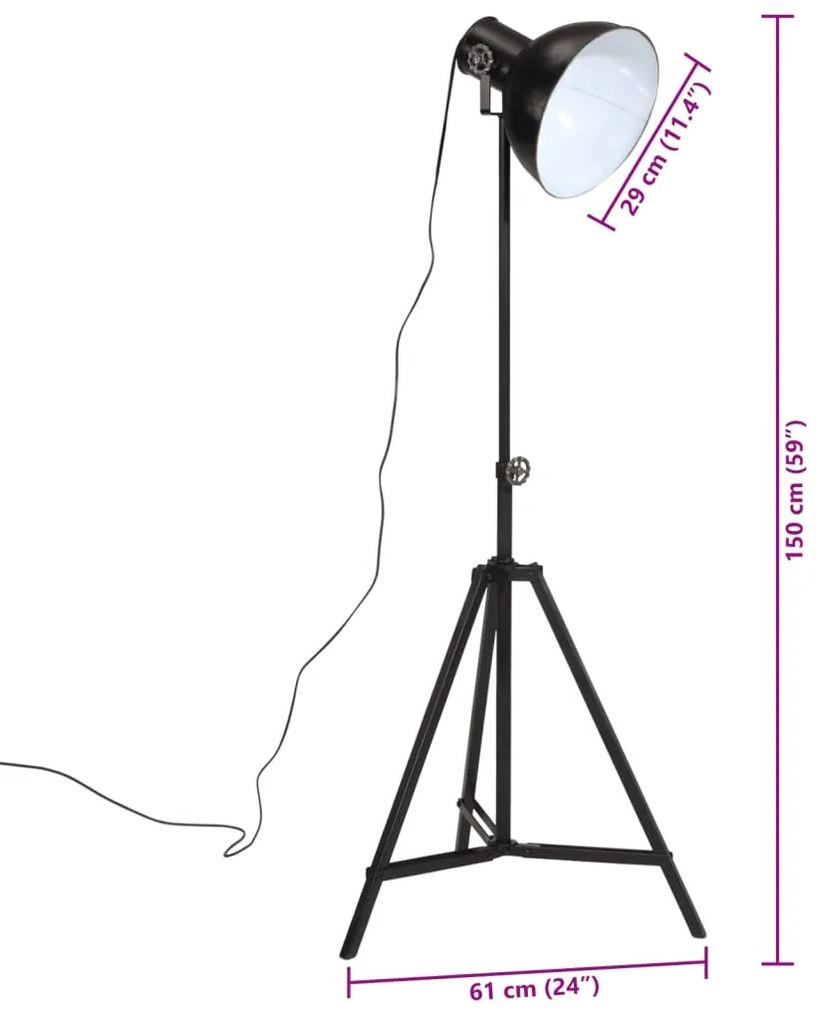 Φωτιστικό Δαπέδου 25 W Μαύρο 61x61x90/150 εκ. Ε27 - Μαύρο