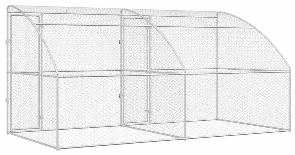 vidaXL Κλουβί Σκύλου με αποθήκευση 2 pcs Ασημί 4 x 2 x 2 m Ατσάλι