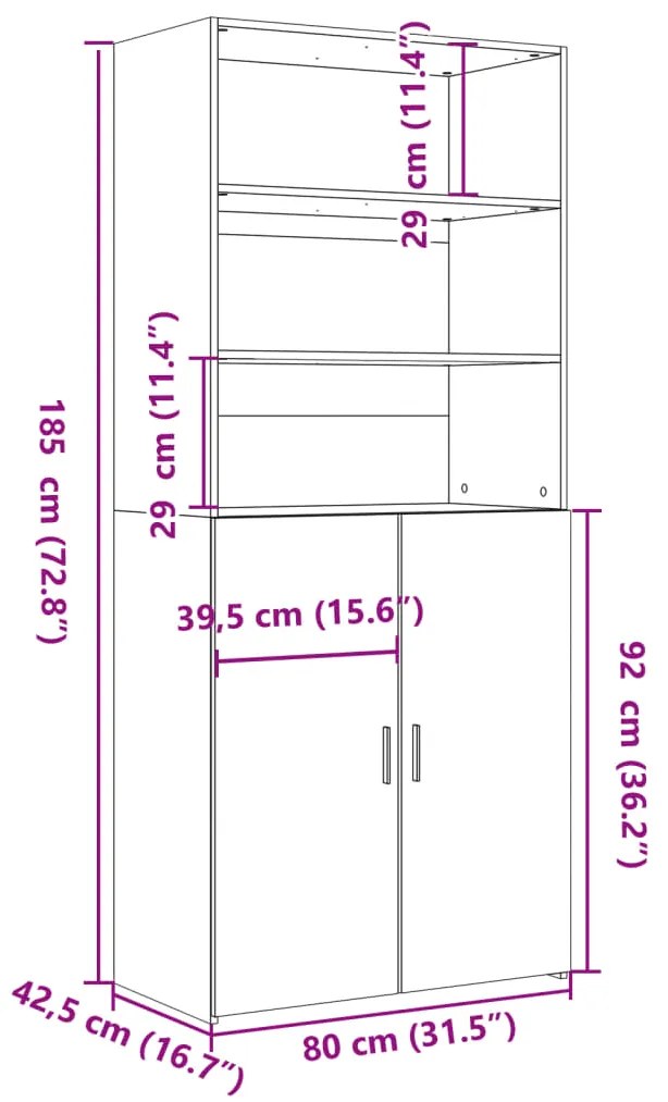 Ντουλάπι Λευκό 80x42,5x185 εκ. από Επεξεργασμένο Ξύλο - Λευκό